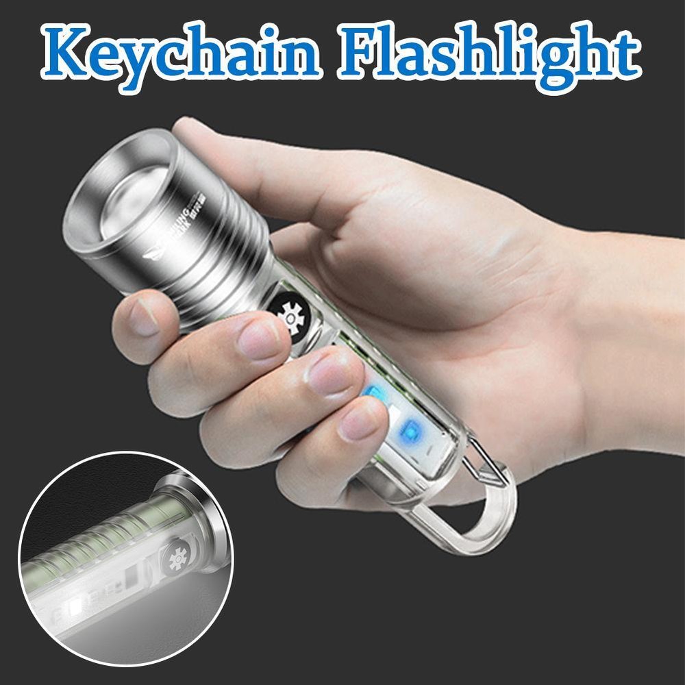 Mini USB Rechargeable Keychain Flashlight with LED Light