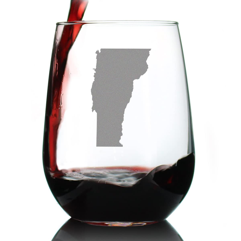 Vermont State Outline Stemless Wine Glass State Themed Gift for Men
