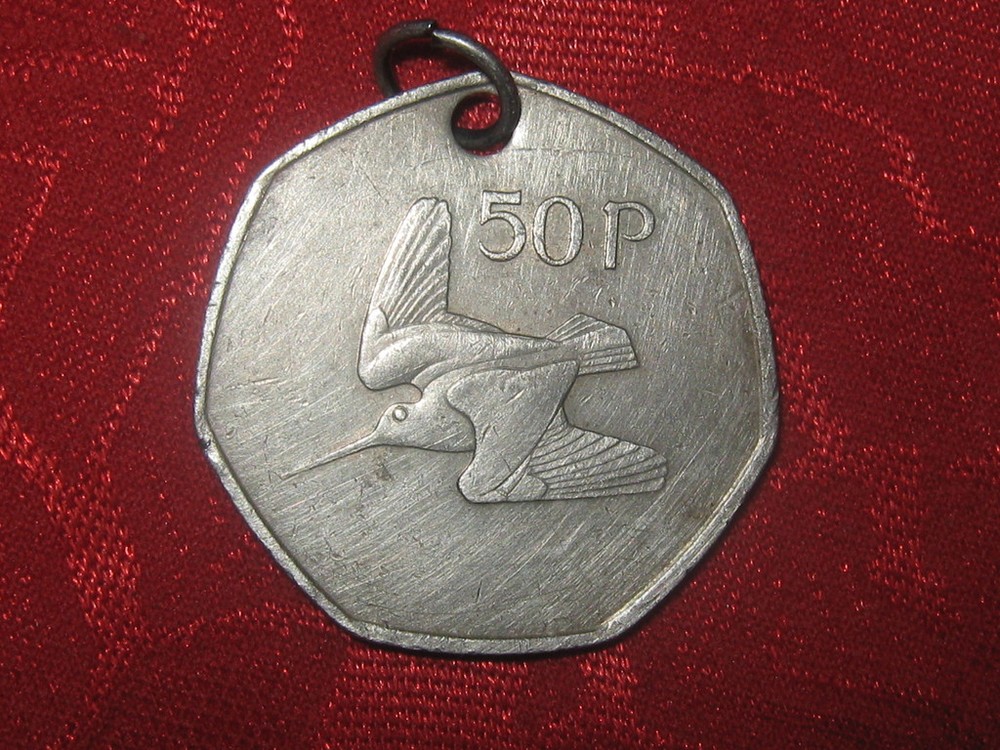 Vintage Irish Woodcock Harp Bird Coin Pendant Necklace Handmade