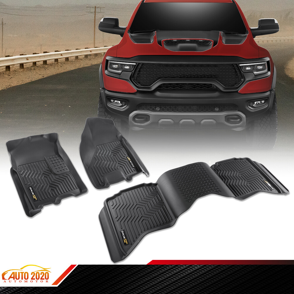 3D All Weather Floor Mats TPE Fit For 2009-2024 Dodge Ram 1500 Classic Crew Cab