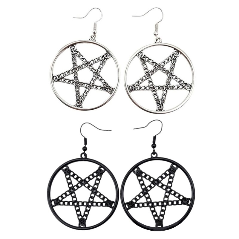 Punk Gothic Jewelry Pentagrams Pendant Earrings Witchcraft Amulet Earrings