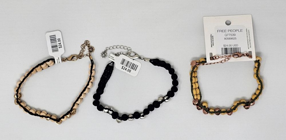 Free People Wood Beaded Anklet Brand New With Tags $24