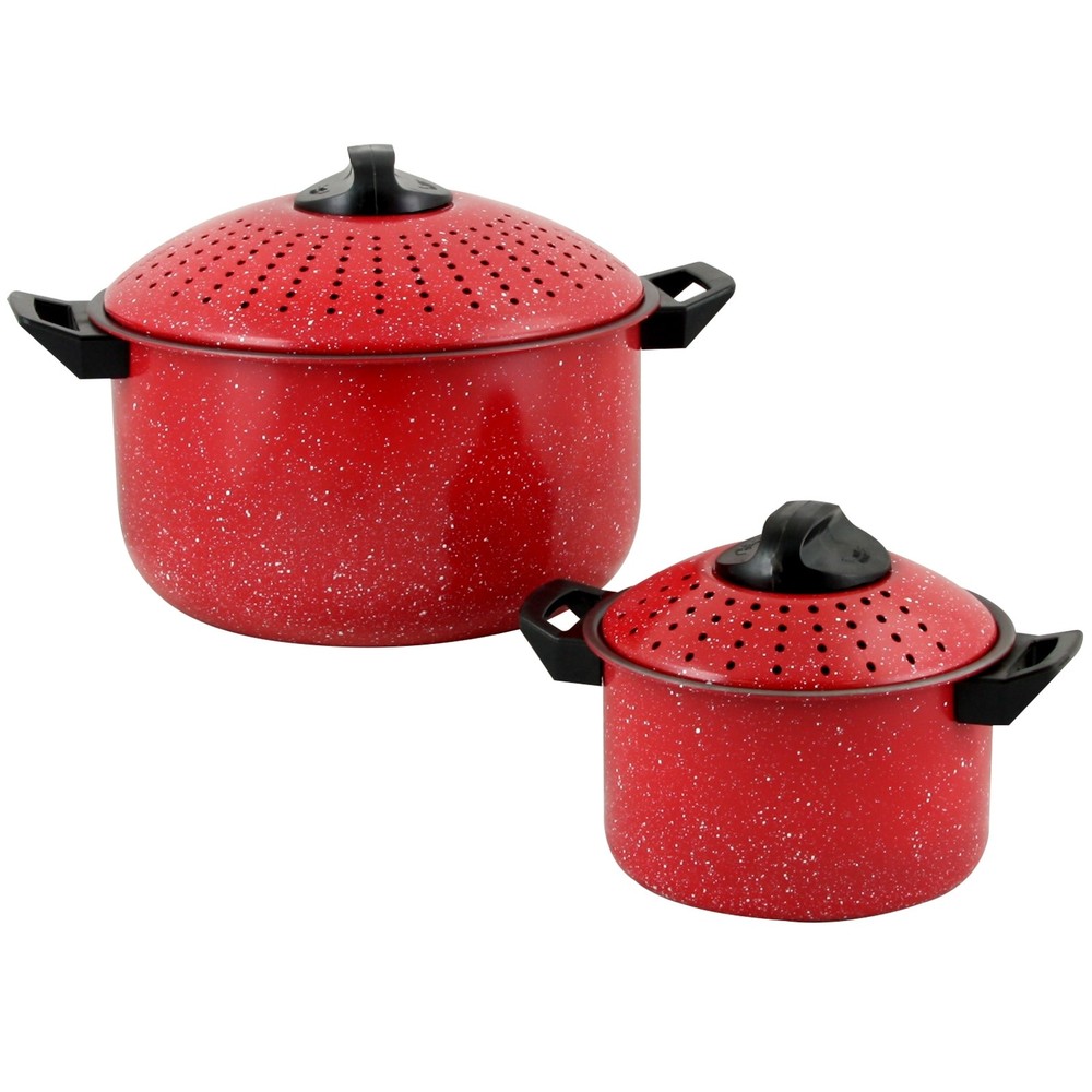Gibson Home Casselman 4Pc Nonstick Pasta Pot Set in Red with Red
