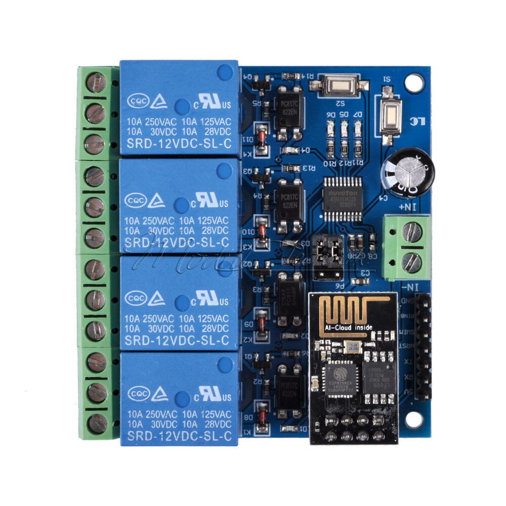 ESP8266 WiFi ESP-01 4-Channel Relay Module 12V For IOT Smart Home Mobile APP-image