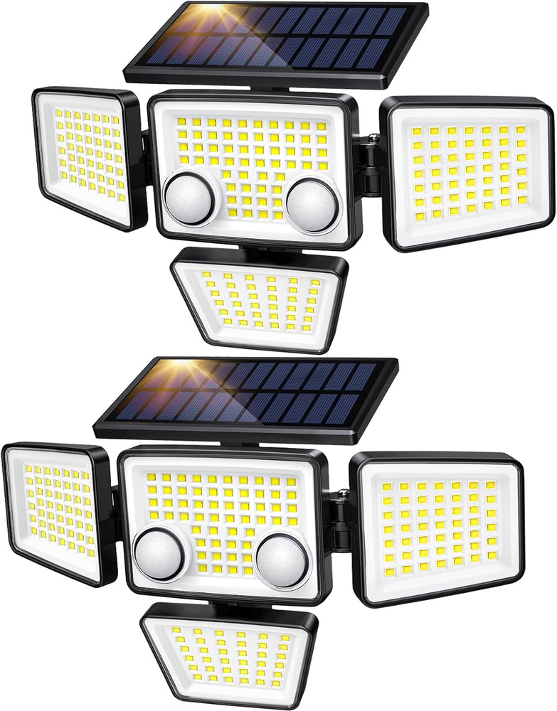 Solar Outdoor Lights, 3000LM 188 LED Motion Sensor, IP65 Waterproof, 270°Wide An