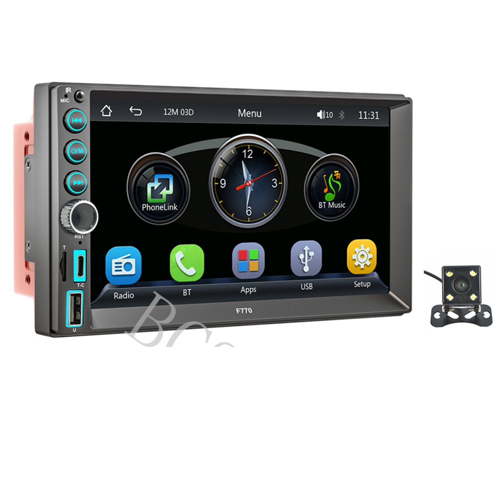 2DIN Car Stereo MP5 Player with Carplay Touch Screen BT USB and Free Camera
