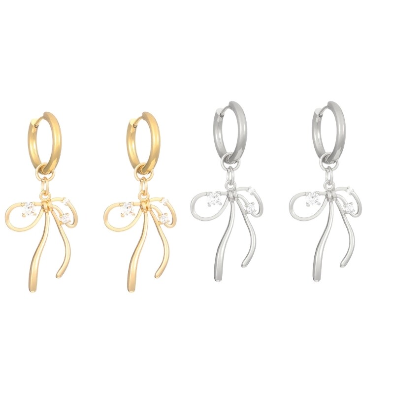 Fashionable Bow Ear Cuffs with Drop Dangles for Daily Wear Parties or Commuting