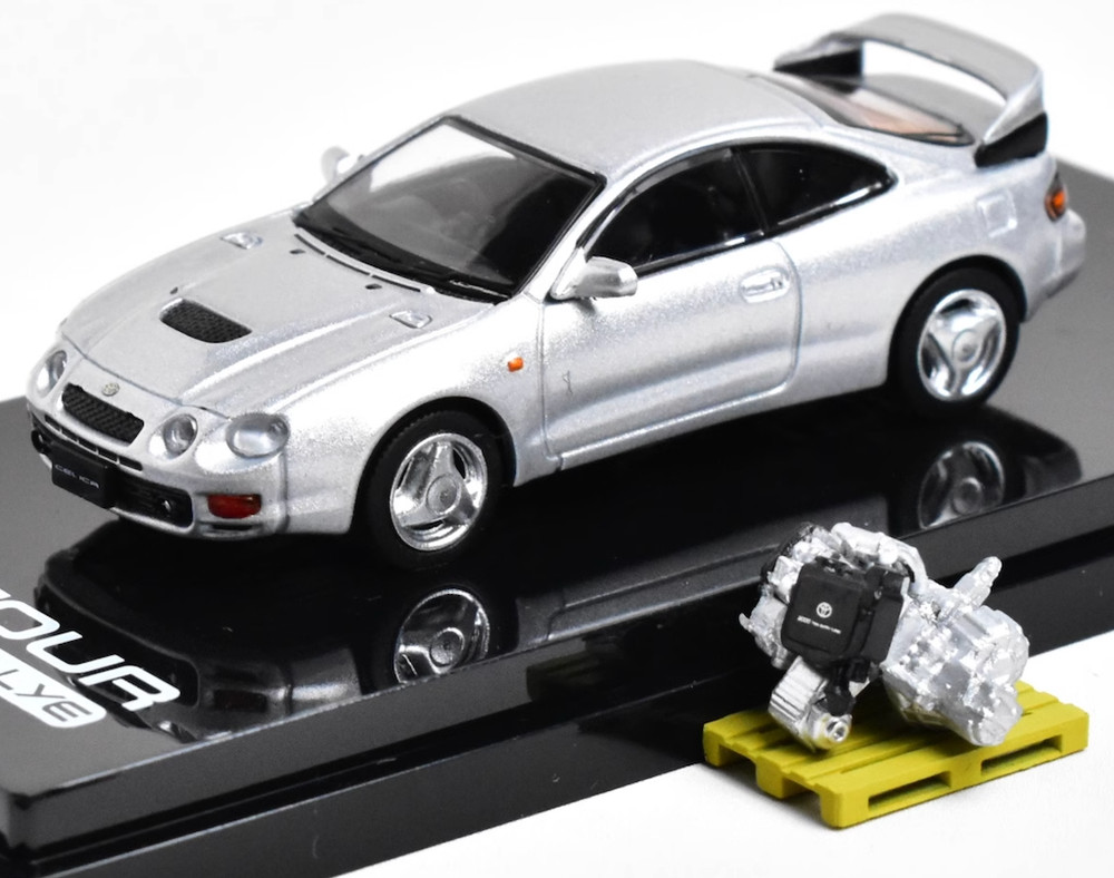 HobbyJapan 1:64 Silver Celica GT Rallye Engine Sports Model Diecast Metal