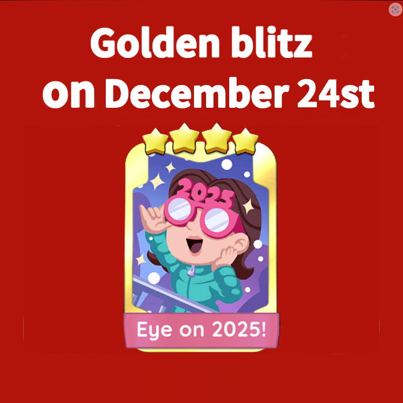 Monopoly_GO Golden Blitz Eye on 2025! Gold Sticker Card FAST DELIVERY