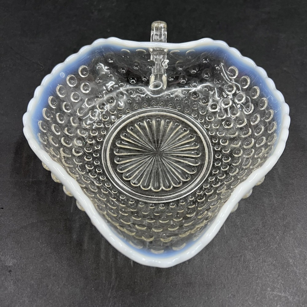 Anchor Hocking Moonstone Hobnail Glass Candy Dish with Opalescent Glow  