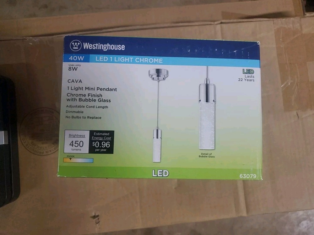 Westinghouse Lighting 6307900 Cava One-Light LED Indoor Mini-Pendant, Chrome ...