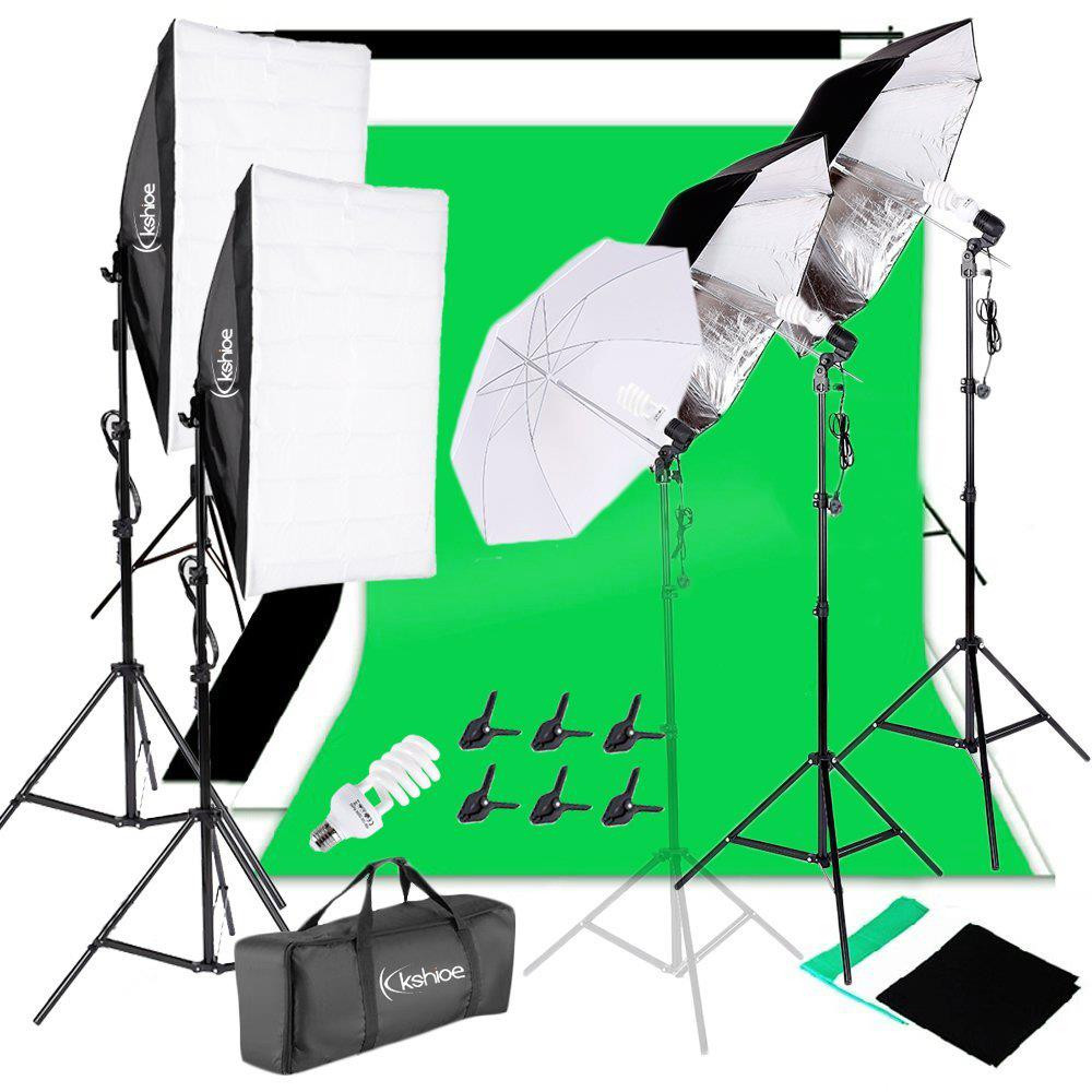 Pro Softbox Umbrella Photography Kit with 3 Color Backgrounds and Stand