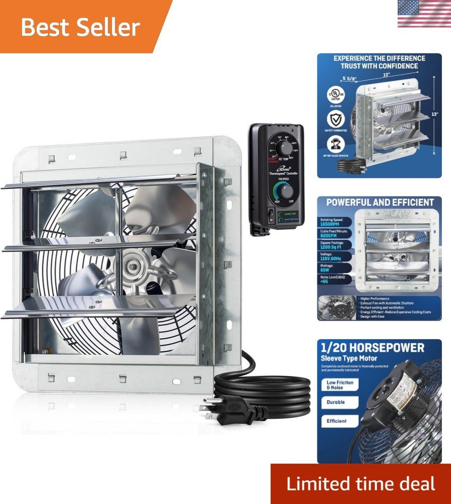 10-Inch Automatic Shutter Exhaust Fan Covers 1200 Sq Ft Efficiently