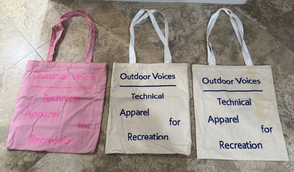 Outdoor Voices Large Reusable Grocery Tote Bag in White Pink-image