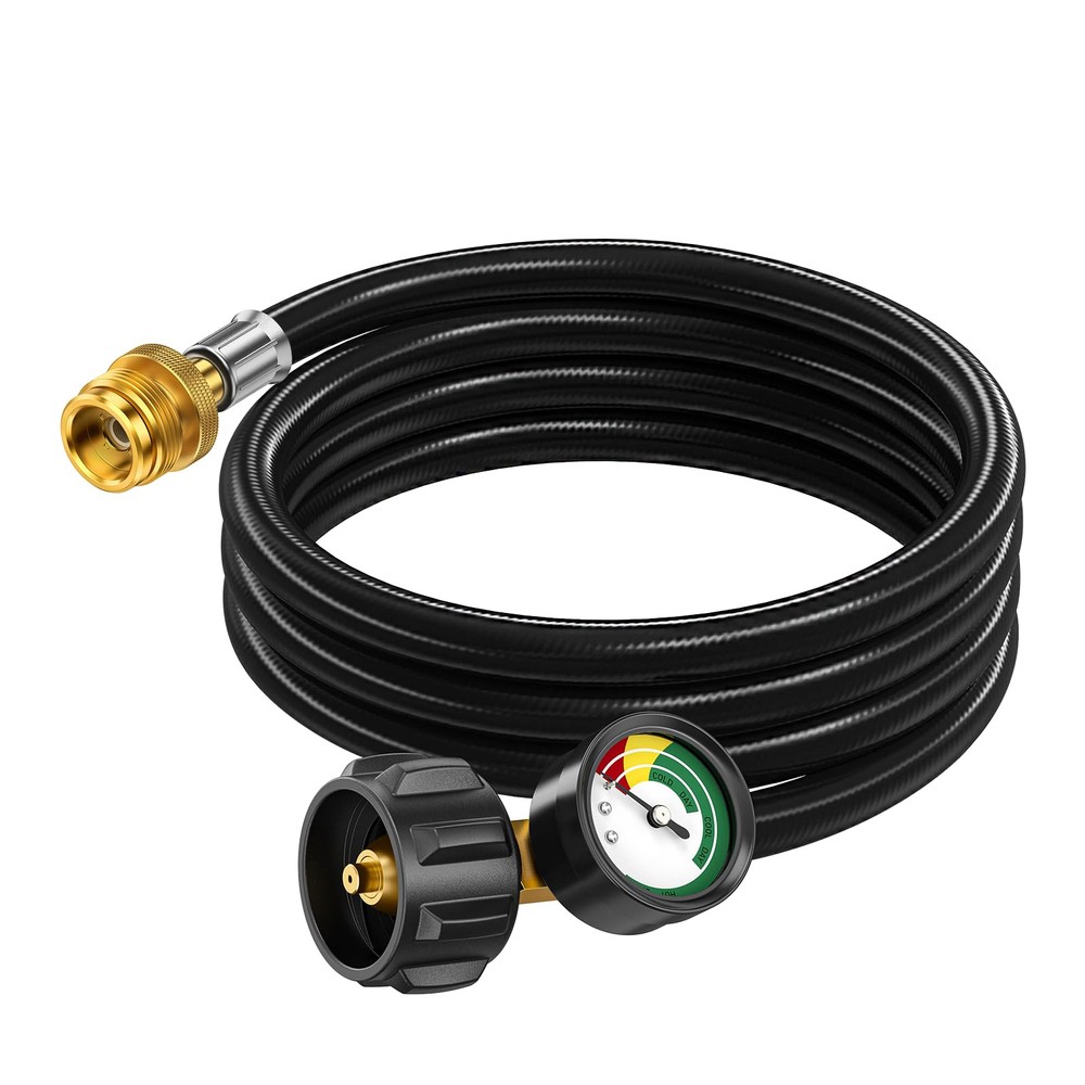 6ft Propane Hose Adapter 1lb to 20lb with Gauge, Propane Adapter Hose 1 lb to...