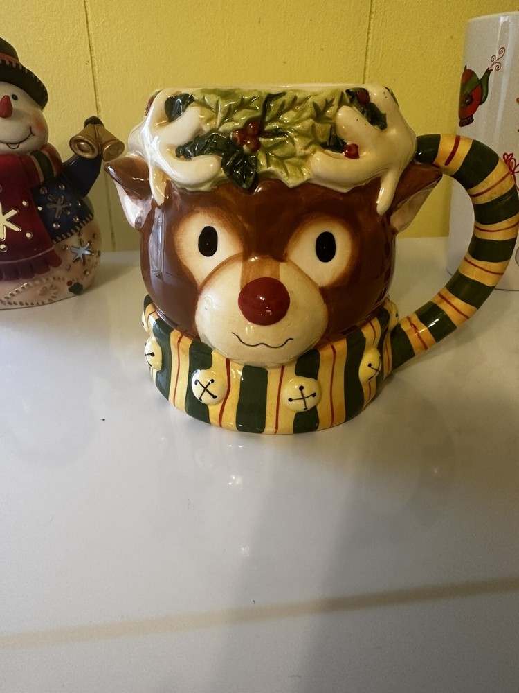 Susan Winget XL Red Nose Reindeer Coffee Mug by Certified International