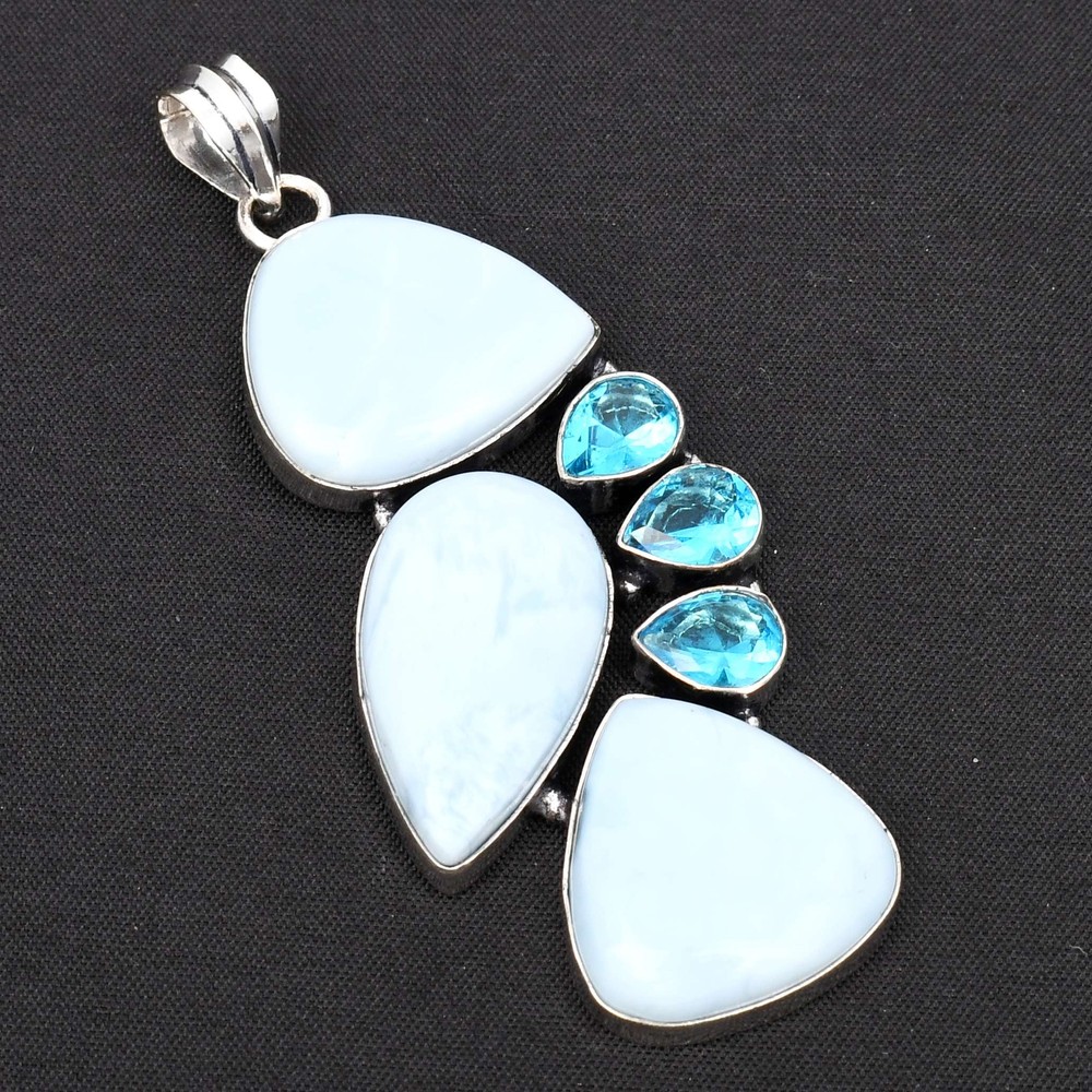 Owyhee Opal Blue Topaz Gemstone Handmade Pendant Jewelry New Year Gift  AP-16155
