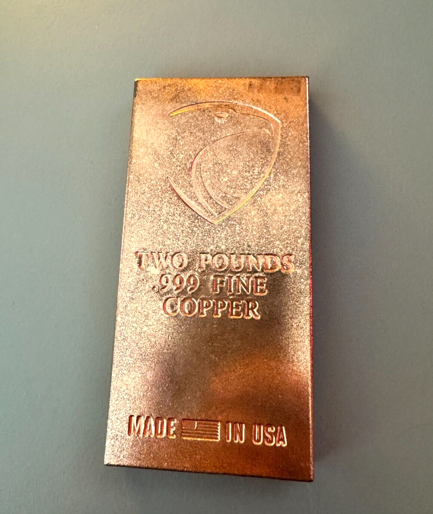 2 Pound lb (32 oz) Element Copper Bullion Bar .999 ingot