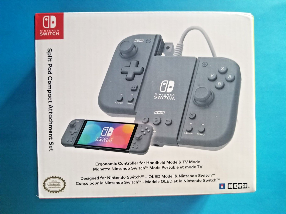 NEW - HORI Split Pad Compact Attachment Set - Gray - Nintendo Switch Controller