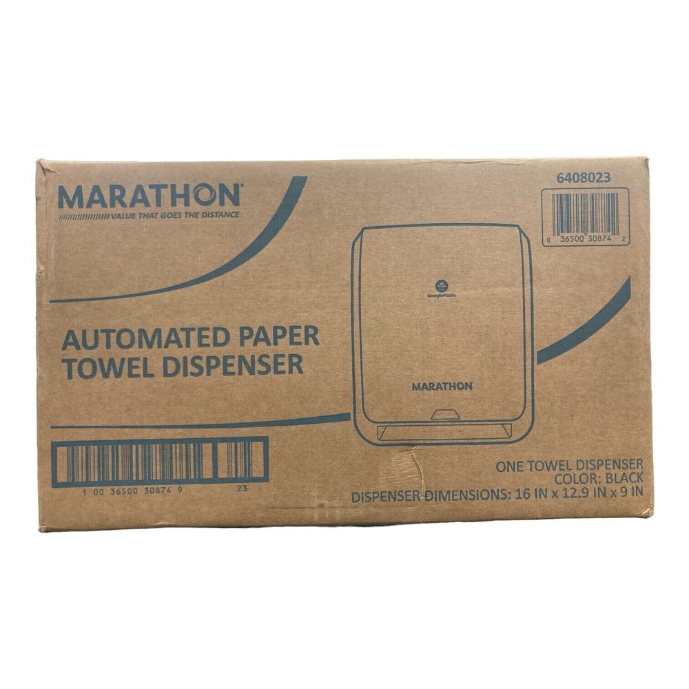Marathon Black Automated Paper Towel Dispenser Holds 700 Feet of Towels-image