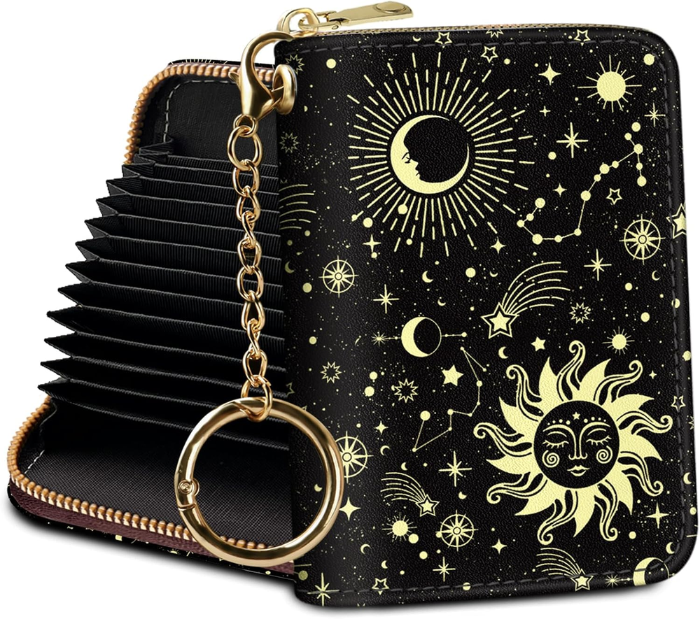 Slim RFID Blocking Credit Card Holder Wallet for Women with Keychain-image