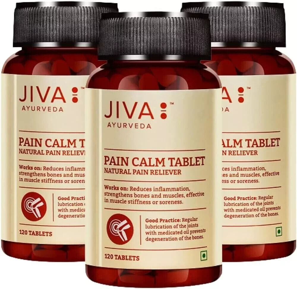 3 x Jiva Pain Calm Tablets (120tab) Natural Pain Reliever Joints & Muscular pain