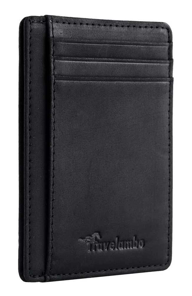 Slim Minimalist Leather RFID Blocking Front Pocket Wallet Medium Size