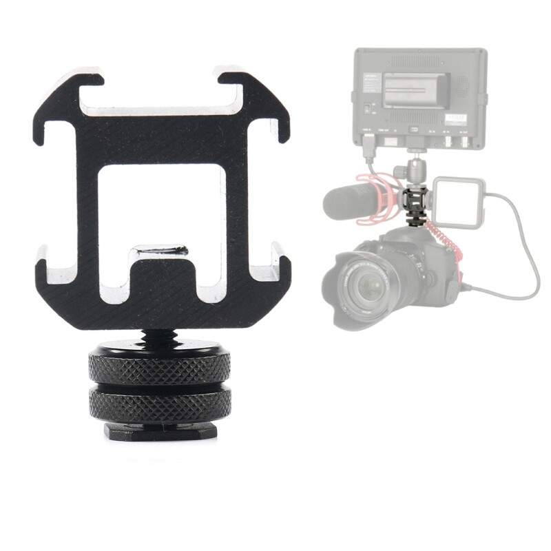 Cold Shoe Mount Adapter for DSLR Camera for LED Video Microphone