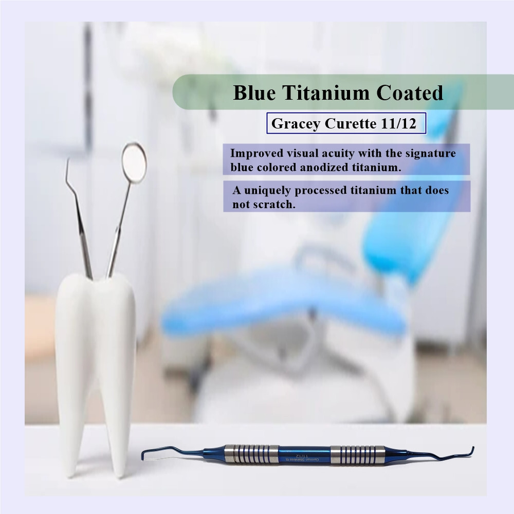 Hollow Handle Periodontal Gracey Curette Blue Titanium 11/12 Dental Surgical NEW