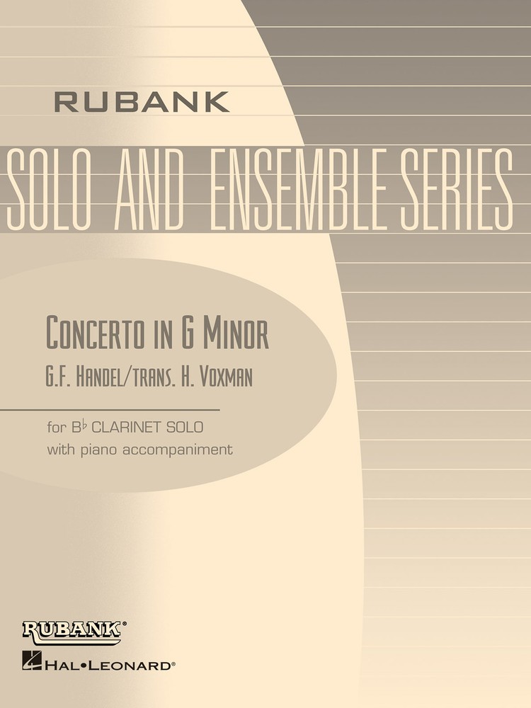 Handel Concerto in G Minor for Bb Clarinet Solo & Piano Rubank Sheet Music