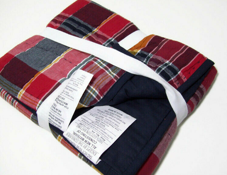 Pottery Barn Quinn Plaid Quilted Pillow Cover Sham Multi Colors Standard New