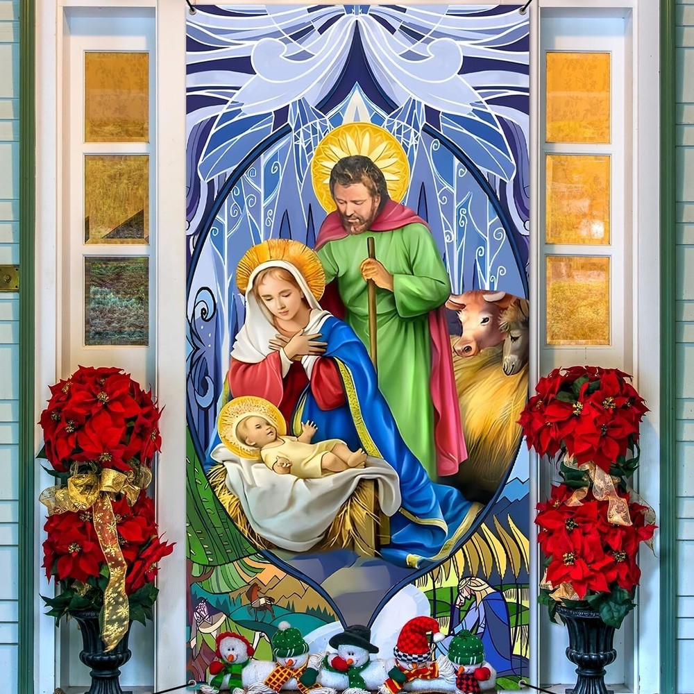 Christmas Decorations Christmas Door Cover Holy Nativity Christmas Door Cover Ma