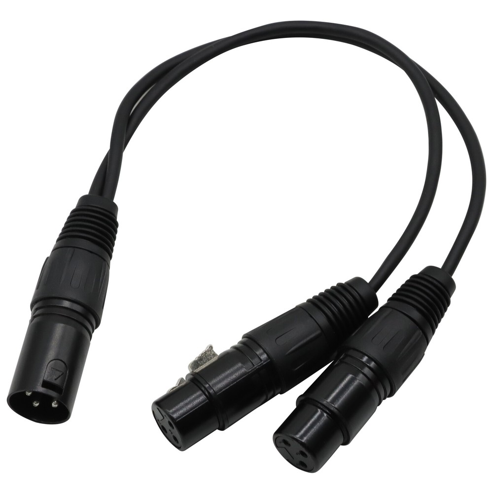 3-Pin XLR Male Plug to Dual 2 Female Jack Y Splitter Mic DJ Cable Adaptor 16 AWG