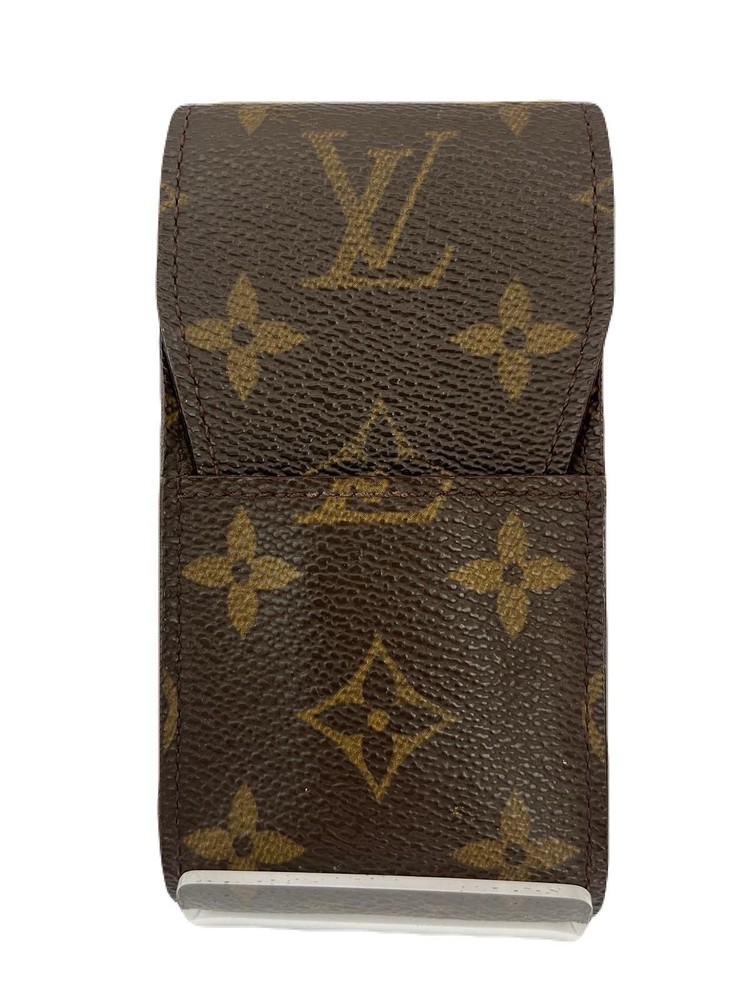 Louis Vuitton Monogram Cigarette Case Leather Brown USED E0828-5