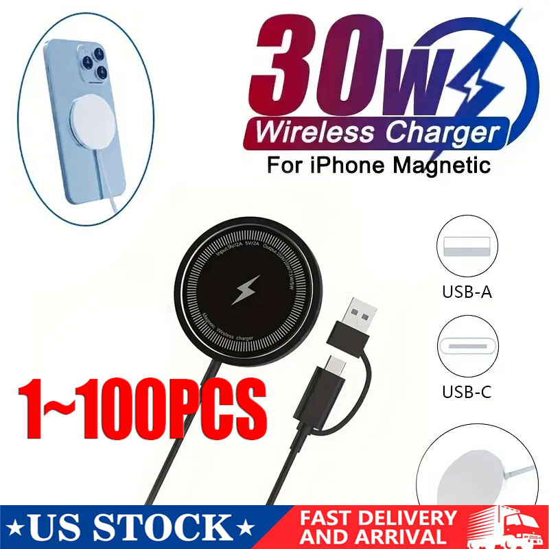 15W Magnetic Fast Wireless Charger Pad For SamsungS24 Ultra iPhone 16 14 Pro LOT