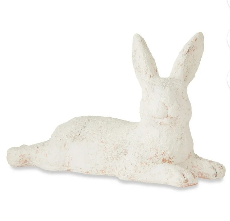 Texas House Easter Bunny Set of 2 Terra-Cotta Standing and Laying Rabbit Collectible