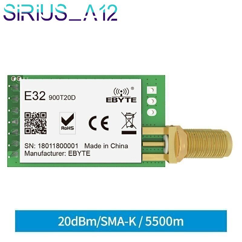 20dBm 3km SX1276 868/915MHz LoRa RF UART IoT uhf Wireless Module SMA