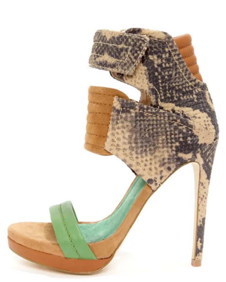 MIA Rocco Green Lizard High Heels Womens Size 8.5 Limited Edition $225