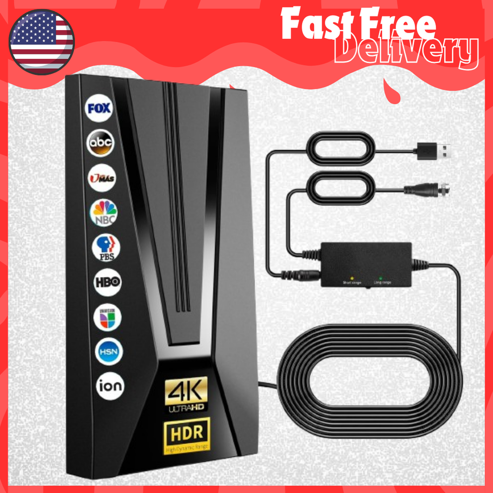 Digital HD TV Antenna Range for Smart TV Support 4K 1080p Fire Stick 35ft Cables