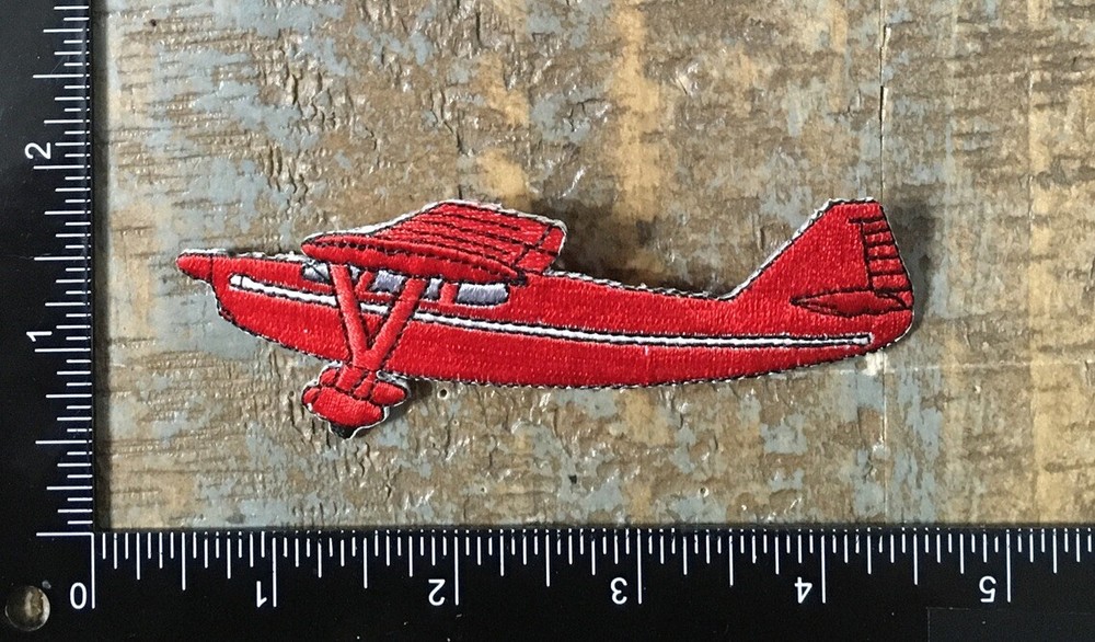 Vintage Airplane Aircraft Aviation Plane Embroidered Iron-On Patch Red/White