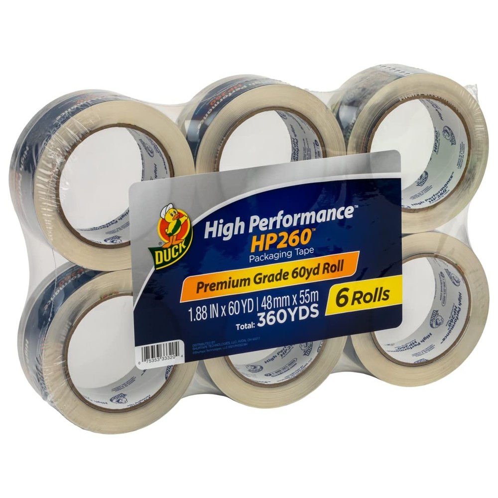 Duck High Performance Clear Packing Tape Refills - 6 6 Rolls, 60 yds,