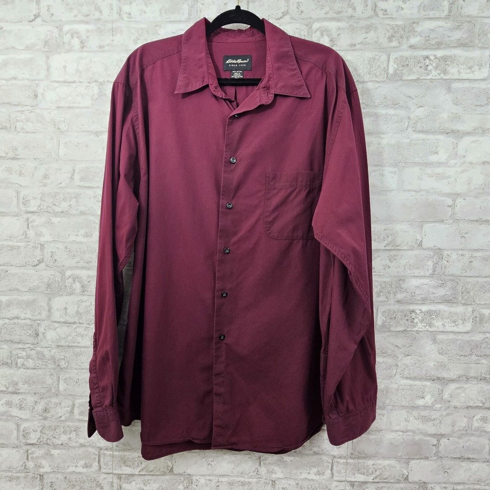 Eddie Bauer Maroon Long Sleeve XL Tall Button Down Dress Shirt