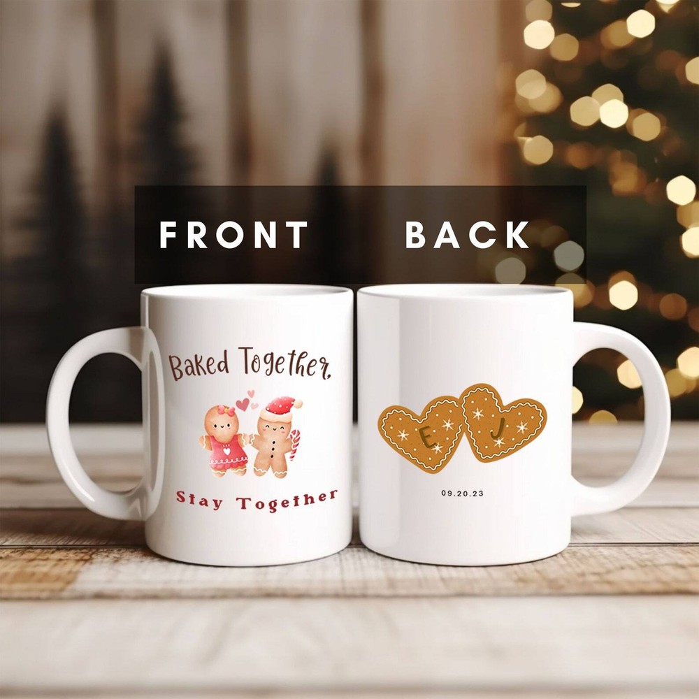 Matching Gingerbread Couple Christmas Mugs for Him and Her