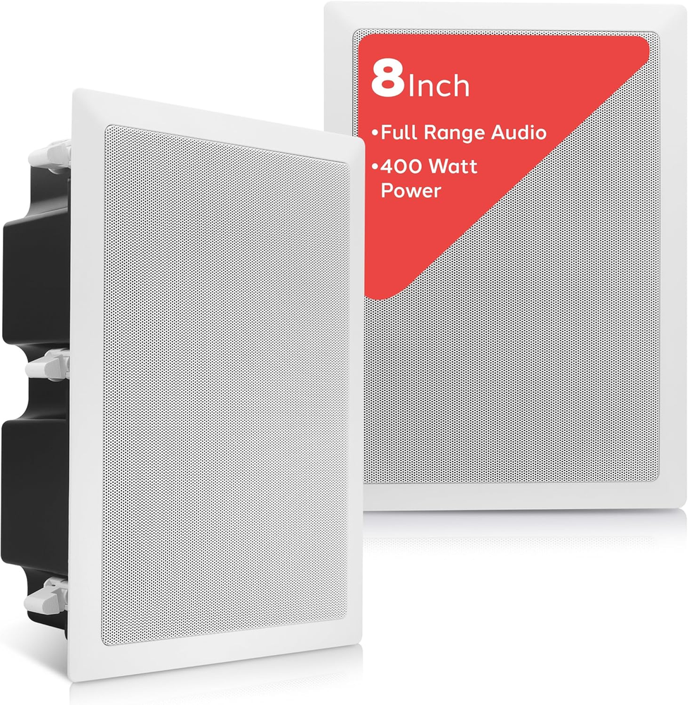 Ceiling Wall Mount Enclosed Speaker - 400 Watt Stereo In-Wall / In-Ceiling 8