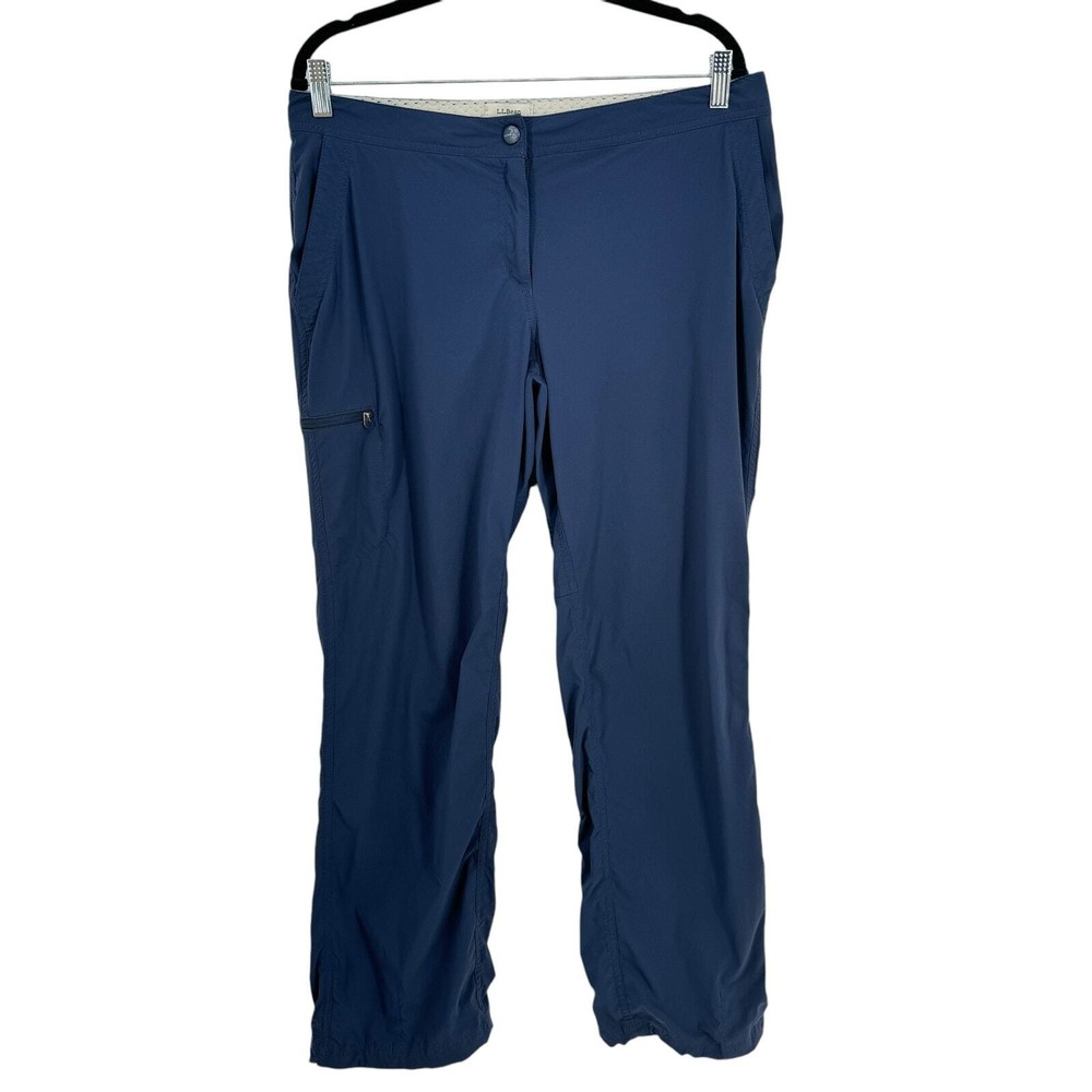LL Bean Water Repellent Comfort Trail Pants 12 Petite Navy Blue Zipper Pockets