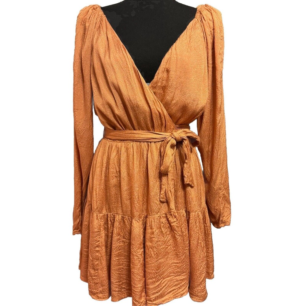 Lovers & Friends Gold True Wrap Mini Dress for Cocktail Party or Date Night
