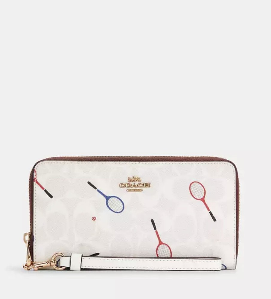 Coach C8385 Long Zip Around Wallet In Signature Canvas With Racquet Print