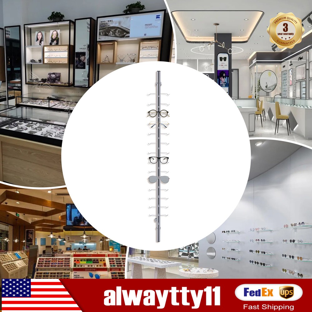 10x Aluminum Wall-Mounted Eyeglass Sunglass Display Rack Storage Frame US