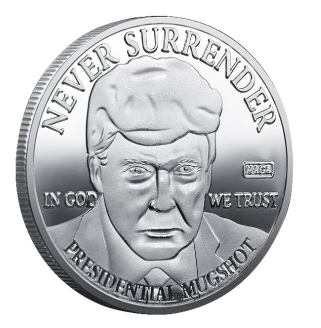 Donald Trump 2024 President Commemorative Coin Never Surrender IN GOD WE TRUST