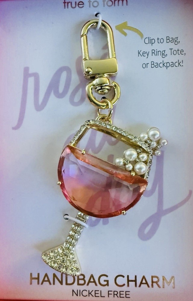 ❤️NWT Tru to Form Rosé Wine Glass Bag Charm/ Keychain ￼